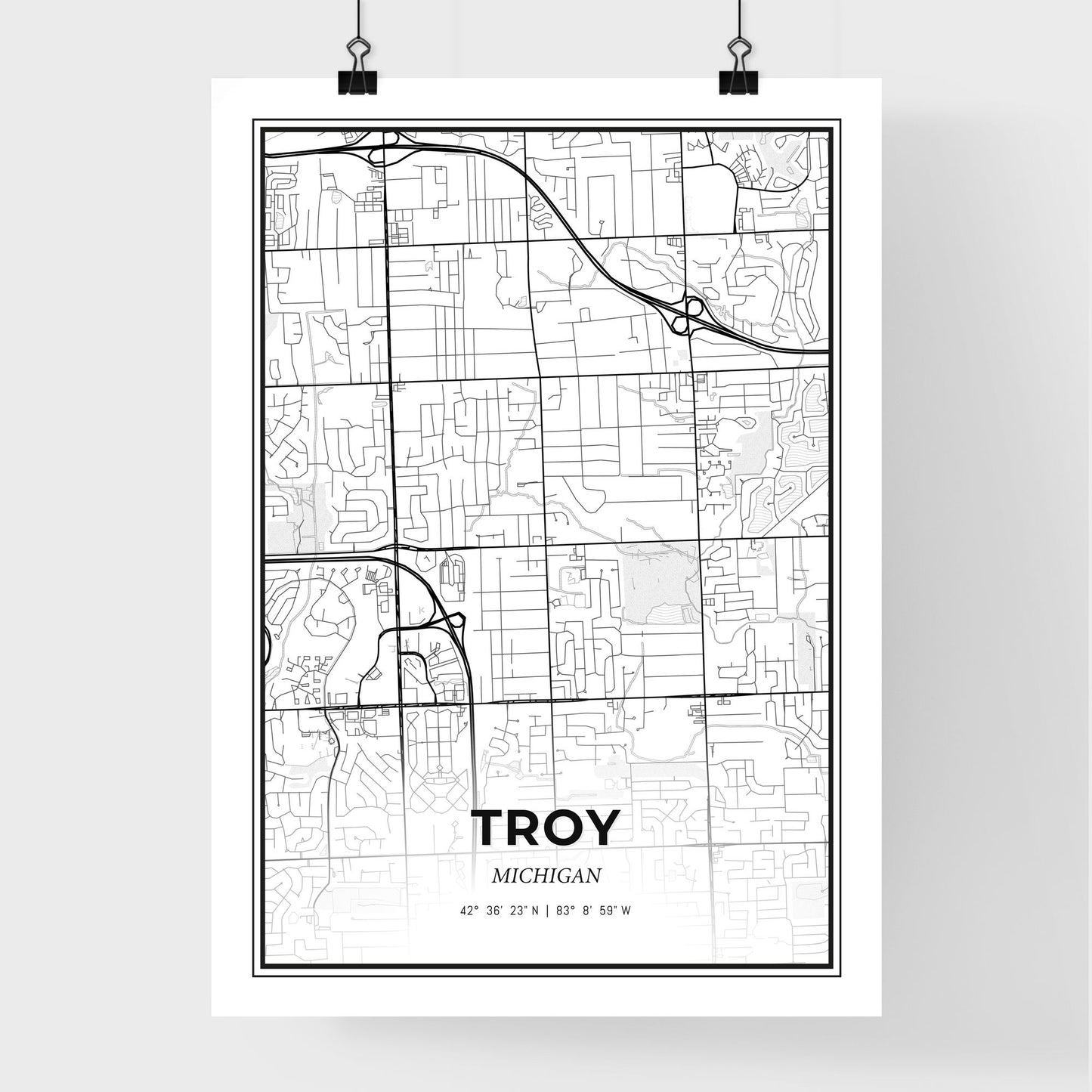 Troy Michigan - Premium City Map Poster