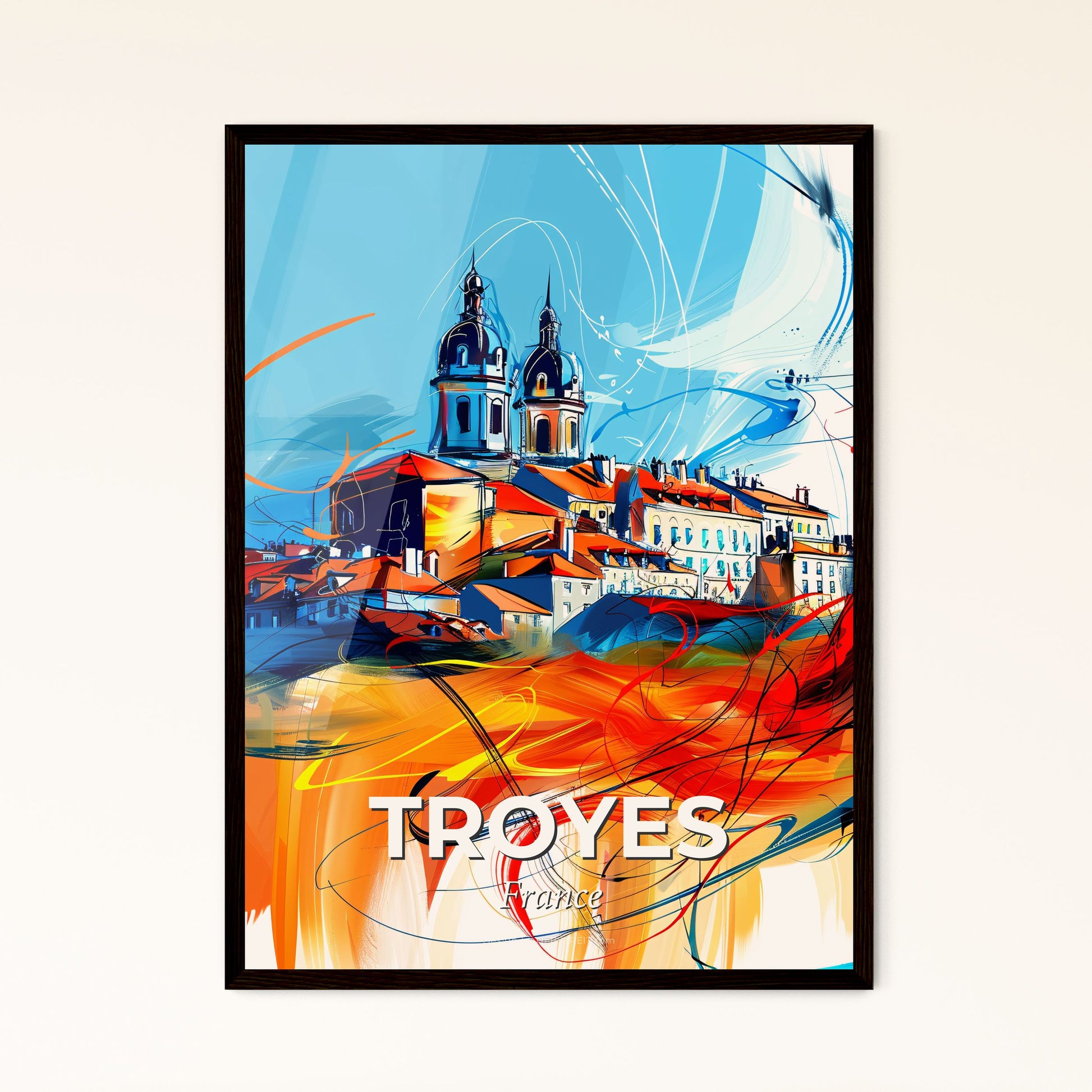 Vibrant Troyes, France - A Painting Of A Town