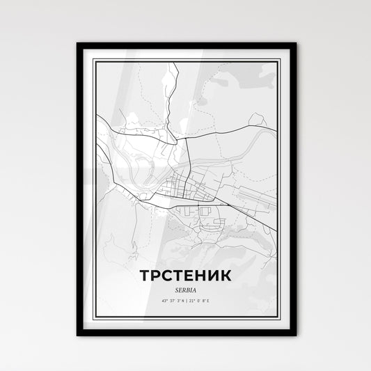 Trstenik Serbia - Scandinavian Style City Map for Modern Home Decor