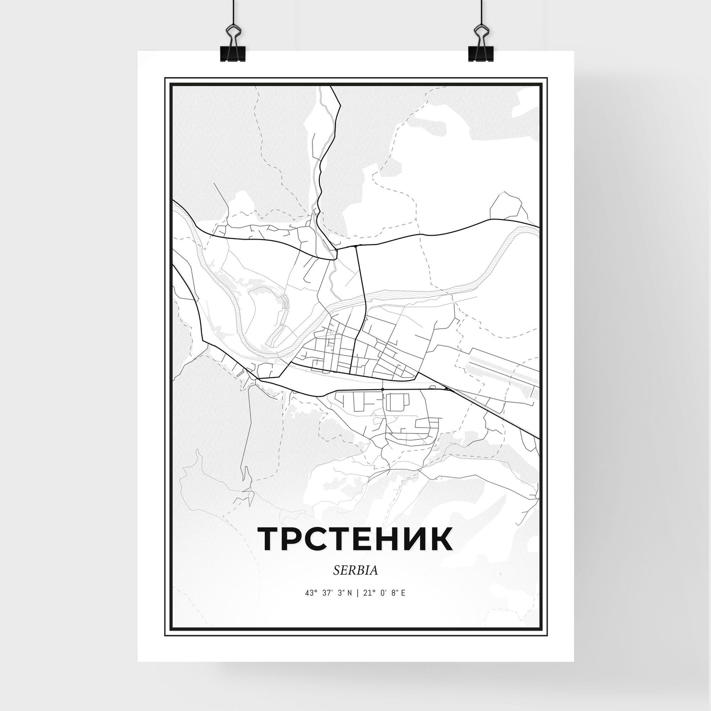 Trstenik Serbia - Premium City Map Poster