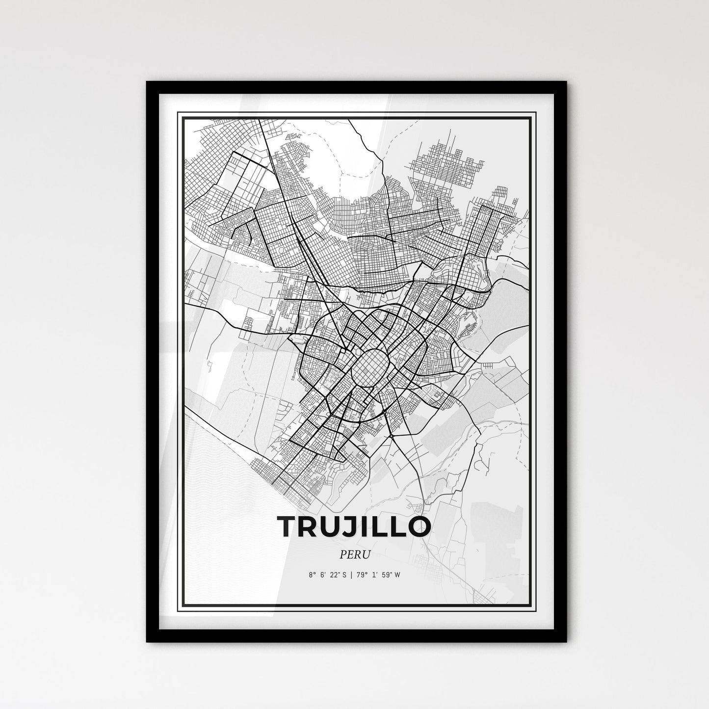 Trujillo Peru - Scandinavian Style City Map for Modern Home Decor