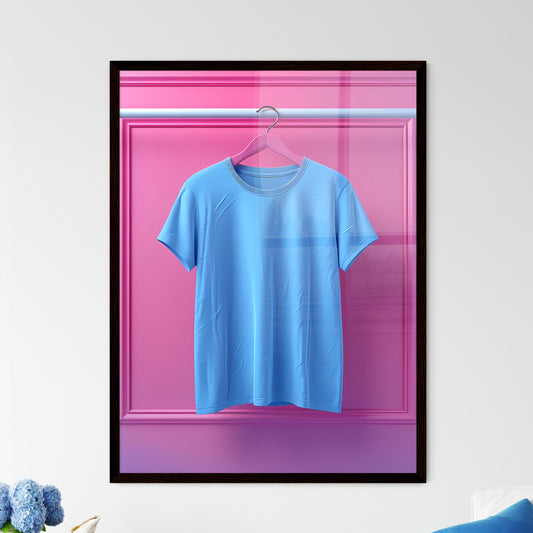 Artistic Blue T-Shirt Mockup with Vibrant Pa - Framed Art Print