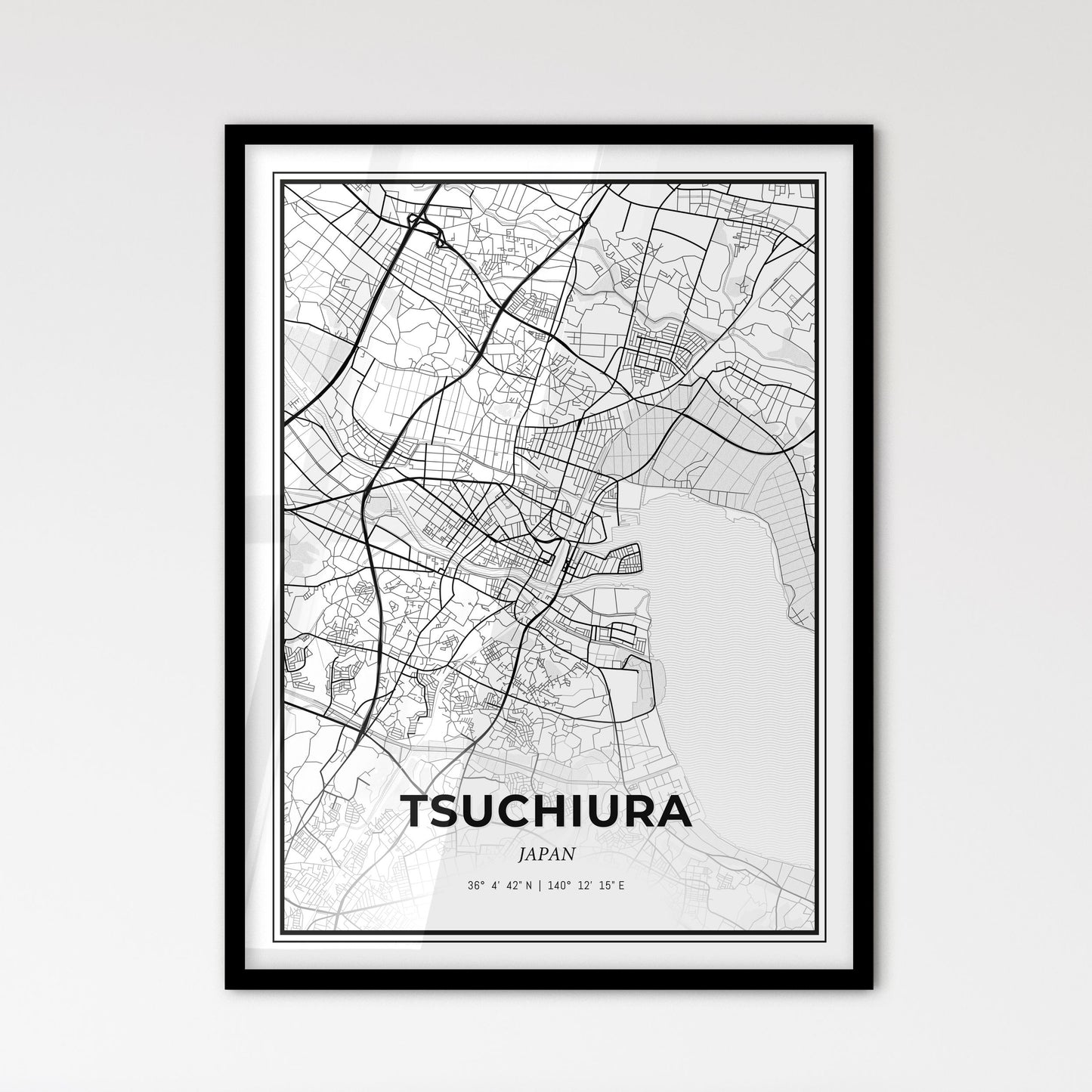 Tsuchiura Japan - Scandinavian Style City Map for Modern Home Decor