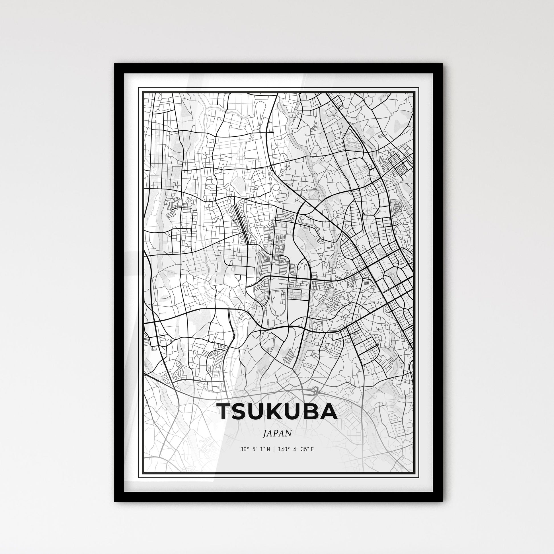 Tsukuba Japan - Scandinavian Style City Map for Modern Home Decor