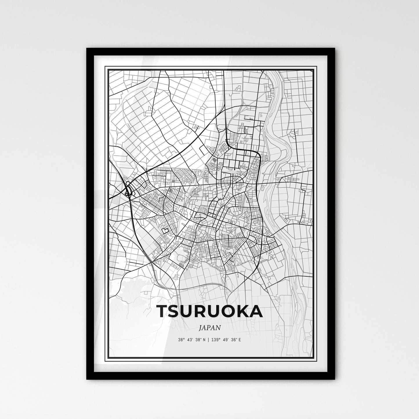 Tsuruoka Japan - Scandinavian Style City Map for Modern Home Decor