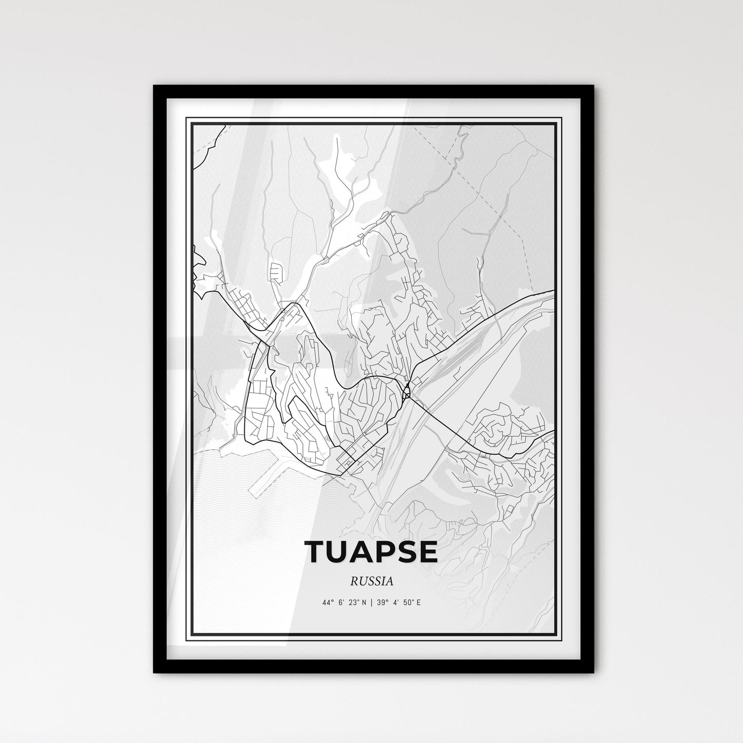 Tuapse Russia - Scandinavian Style City Map for Modern Home Decor