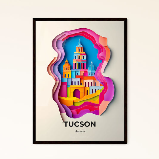 Vivid Tucson, Arizona - a paper cut of a church with a blue sky