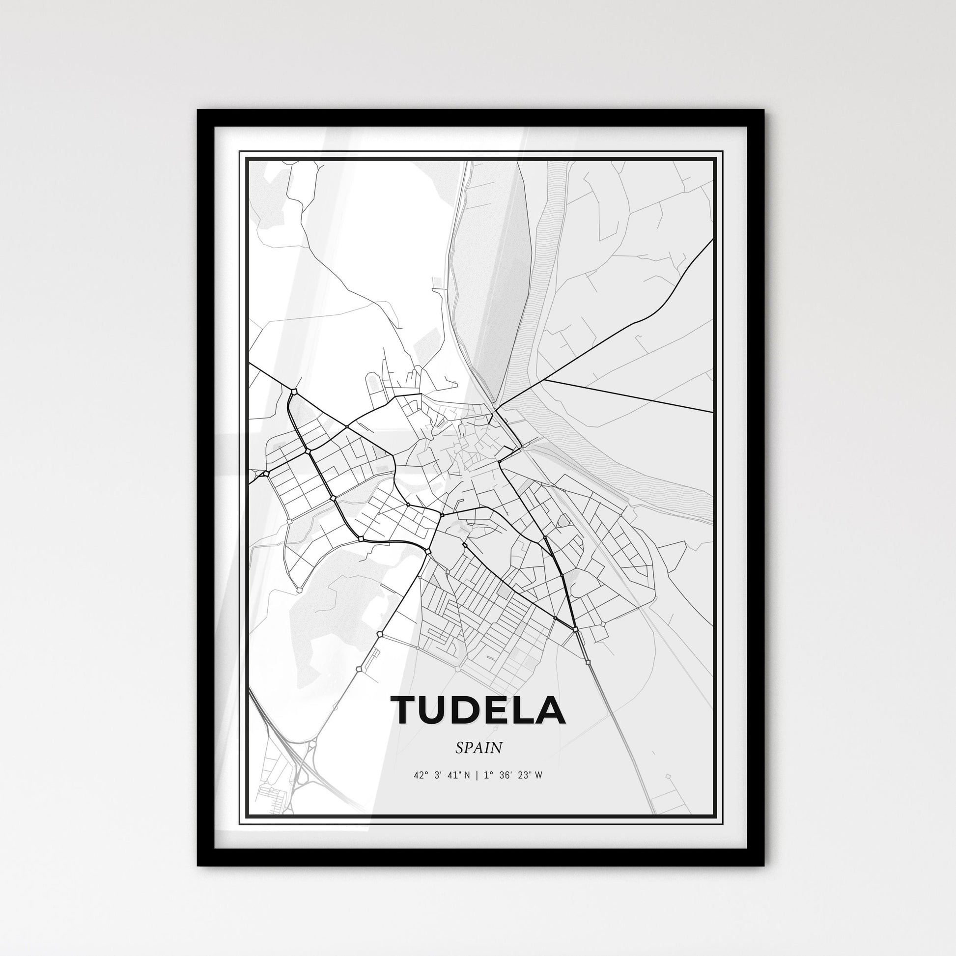 Tudela Spain - Scandinavian Style City Map for Modern Home Decor