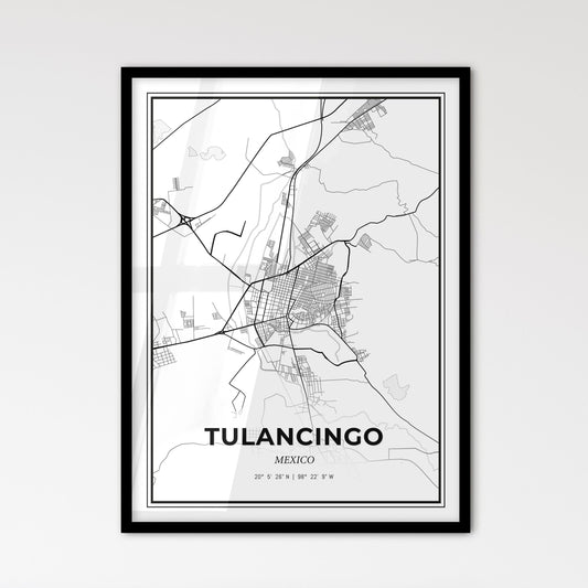 Tulancingo Mexico - Scandinavian Style City Map for Modern Home Decor