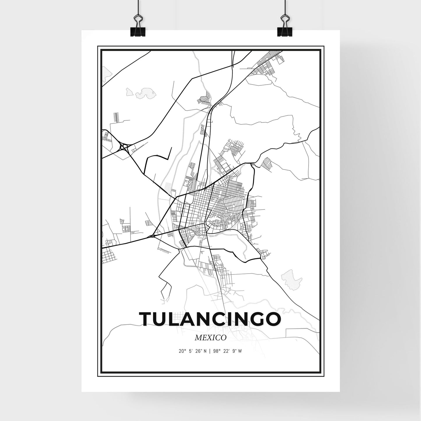 Tulancingo Mexico - Premium City Map Poster