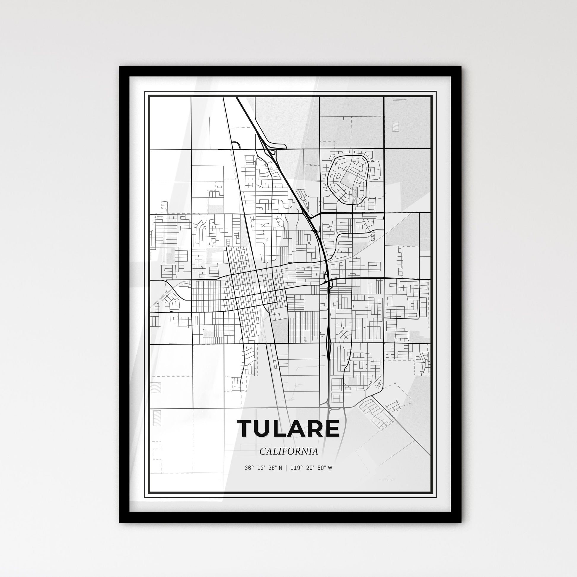 Tulare California - Scandinavian Style City Map for Modern Home Decor