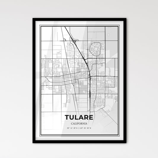 Tulare California - Scandinavian Style City Map for Modern Home Decor