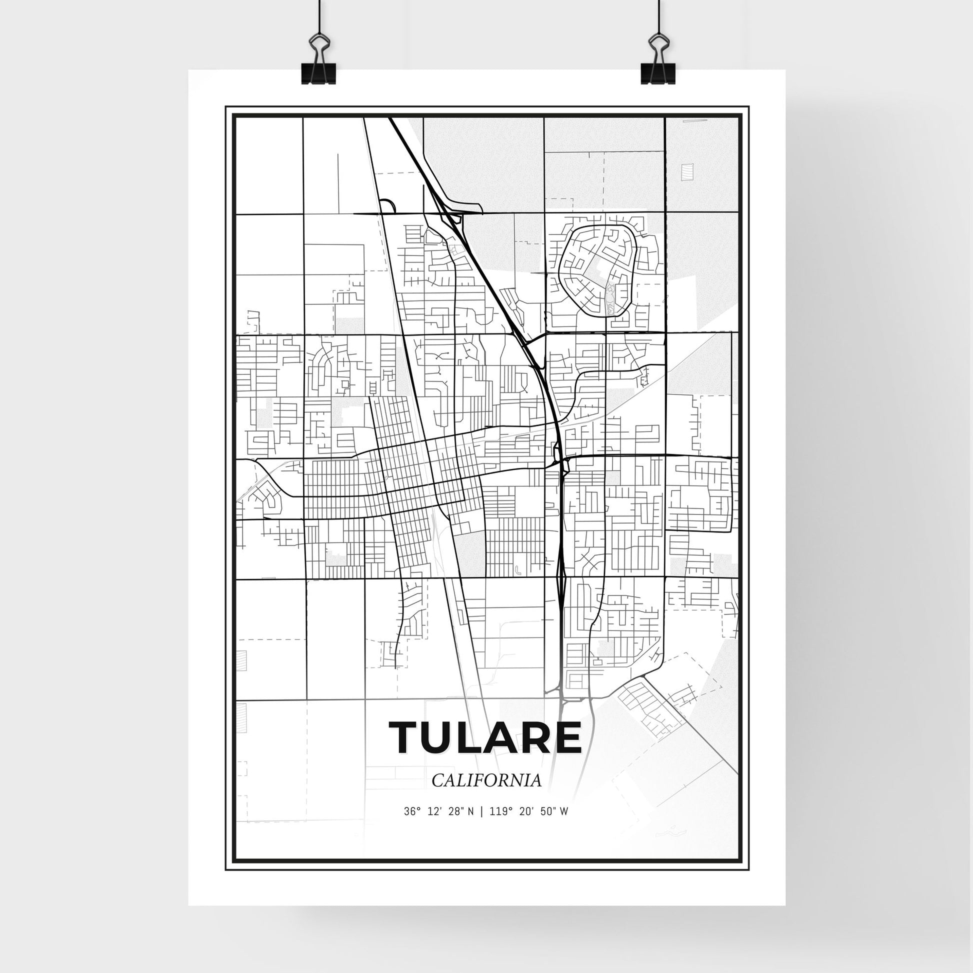 Tulare California - Premium City Map Poster