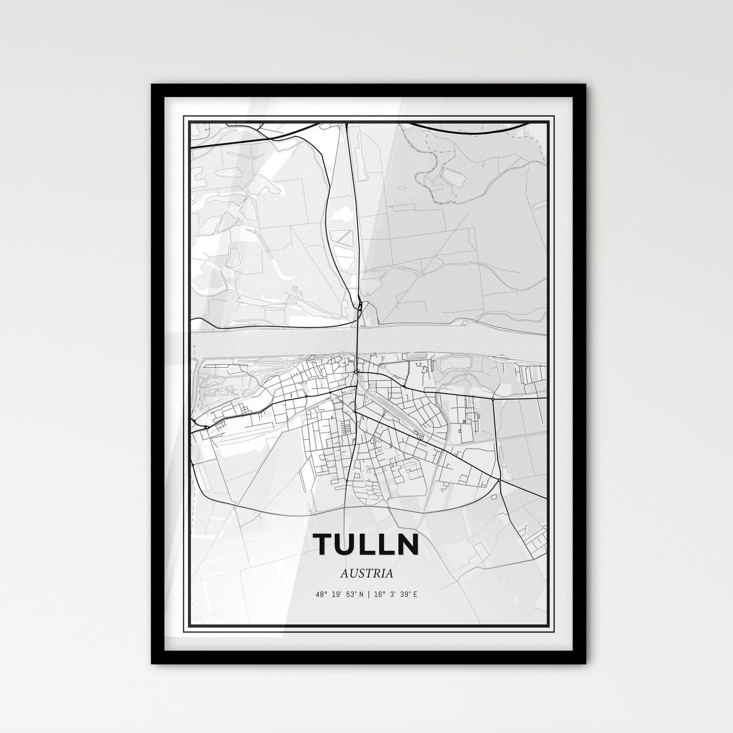 Tulln Austria - Scandinavian Style City Map for Modern Home Decor