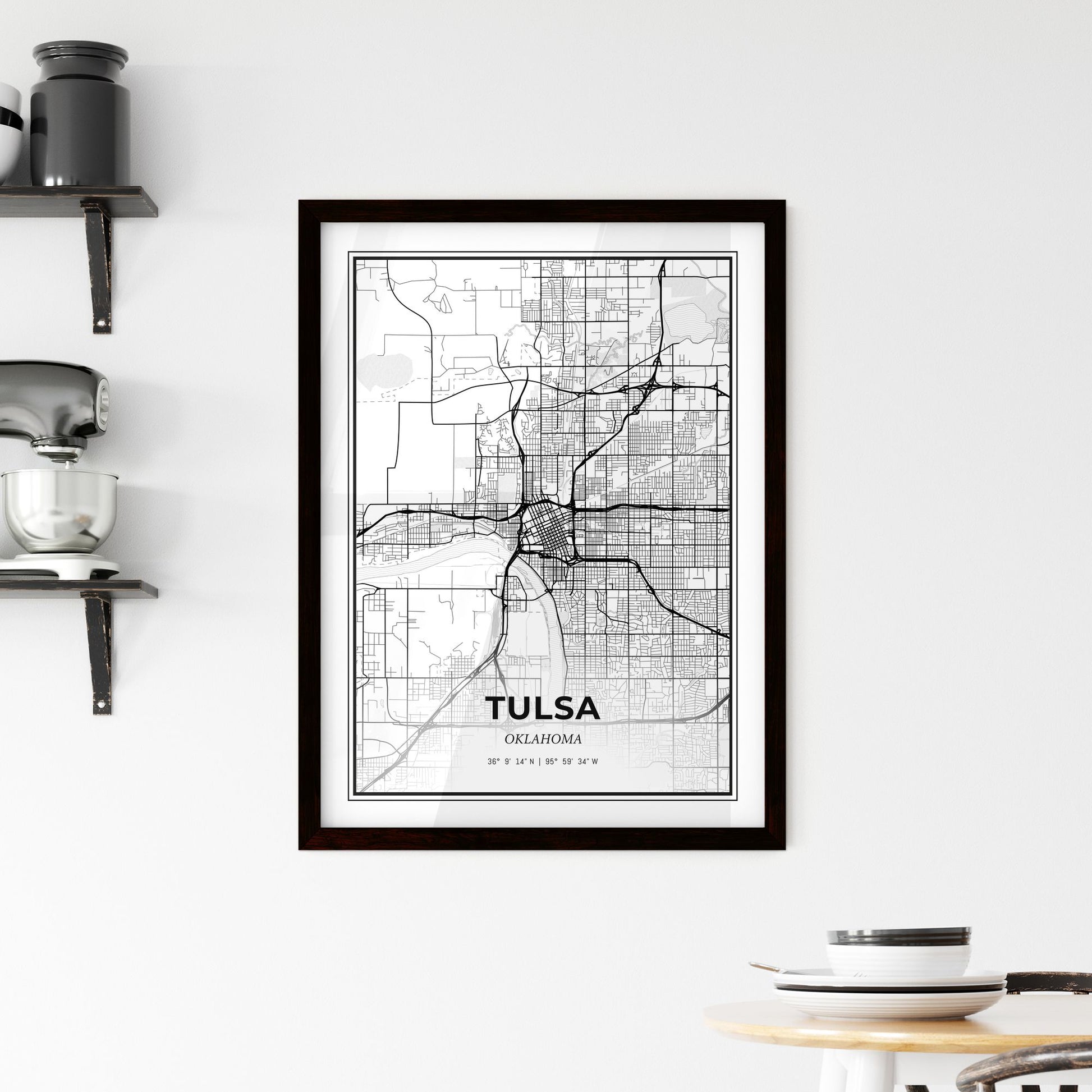 Tulsa Oklahoma - Minimal City Map