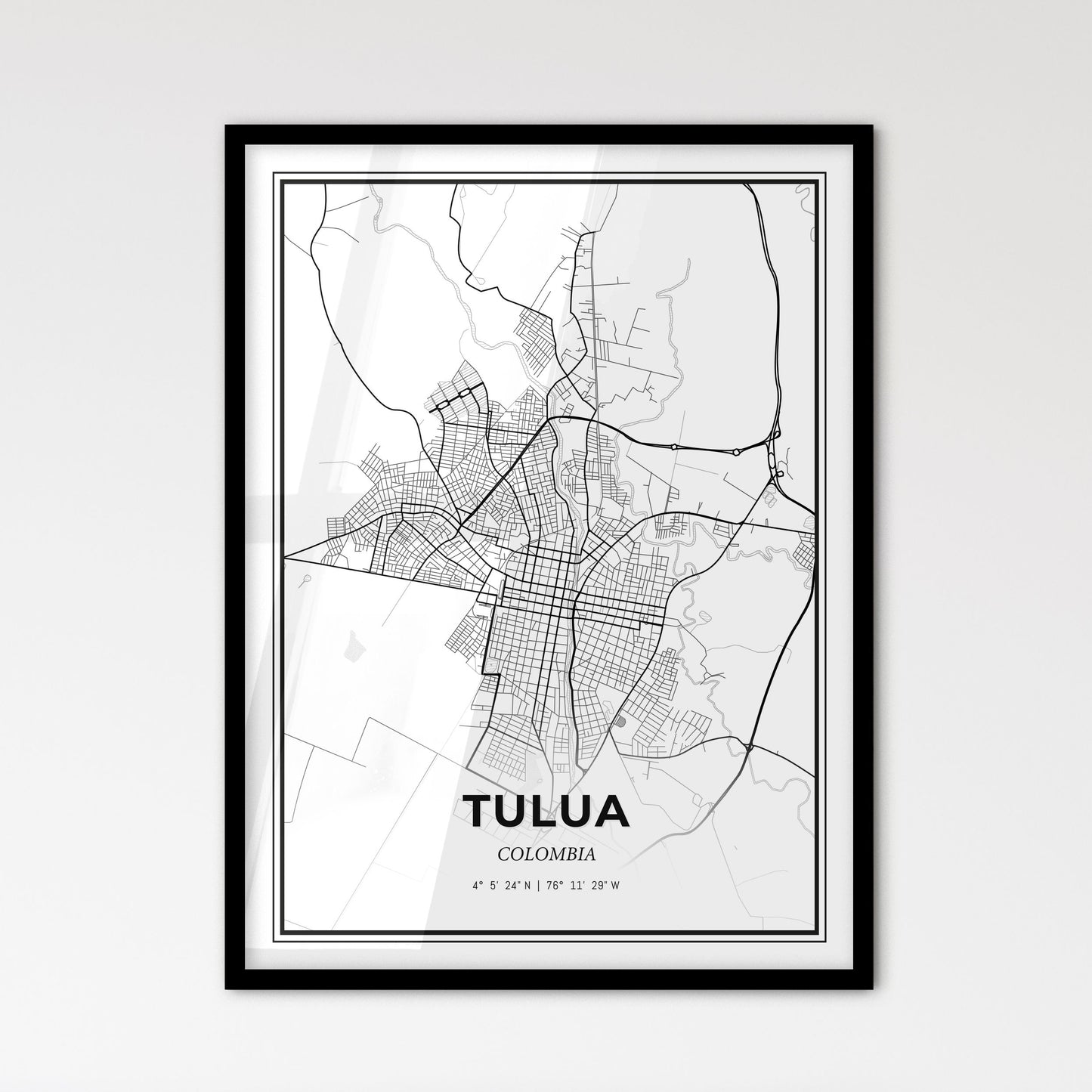 Tulua Colombia - Scandinavian Style City Map for Modern Home Decor