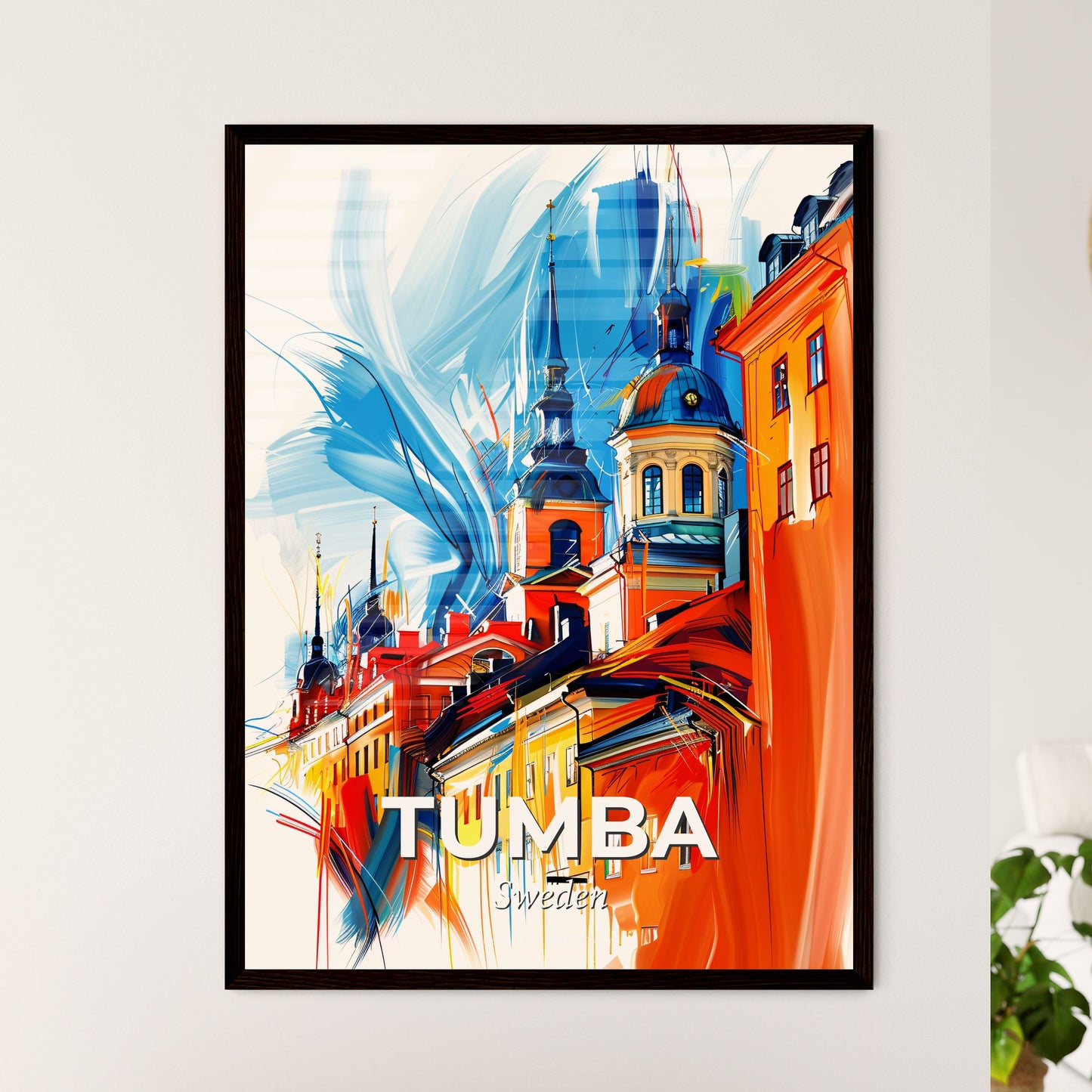 Vibrant Tumba, Sweden - A Painting Of A Building