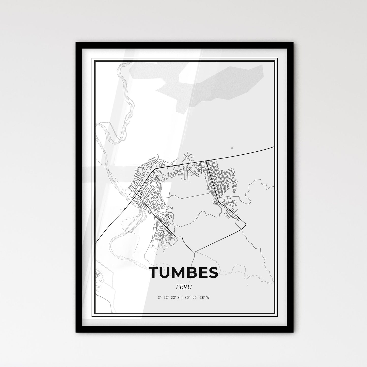 Tumbes Peru - Scandinavian Style City Map for Modern Home Decor