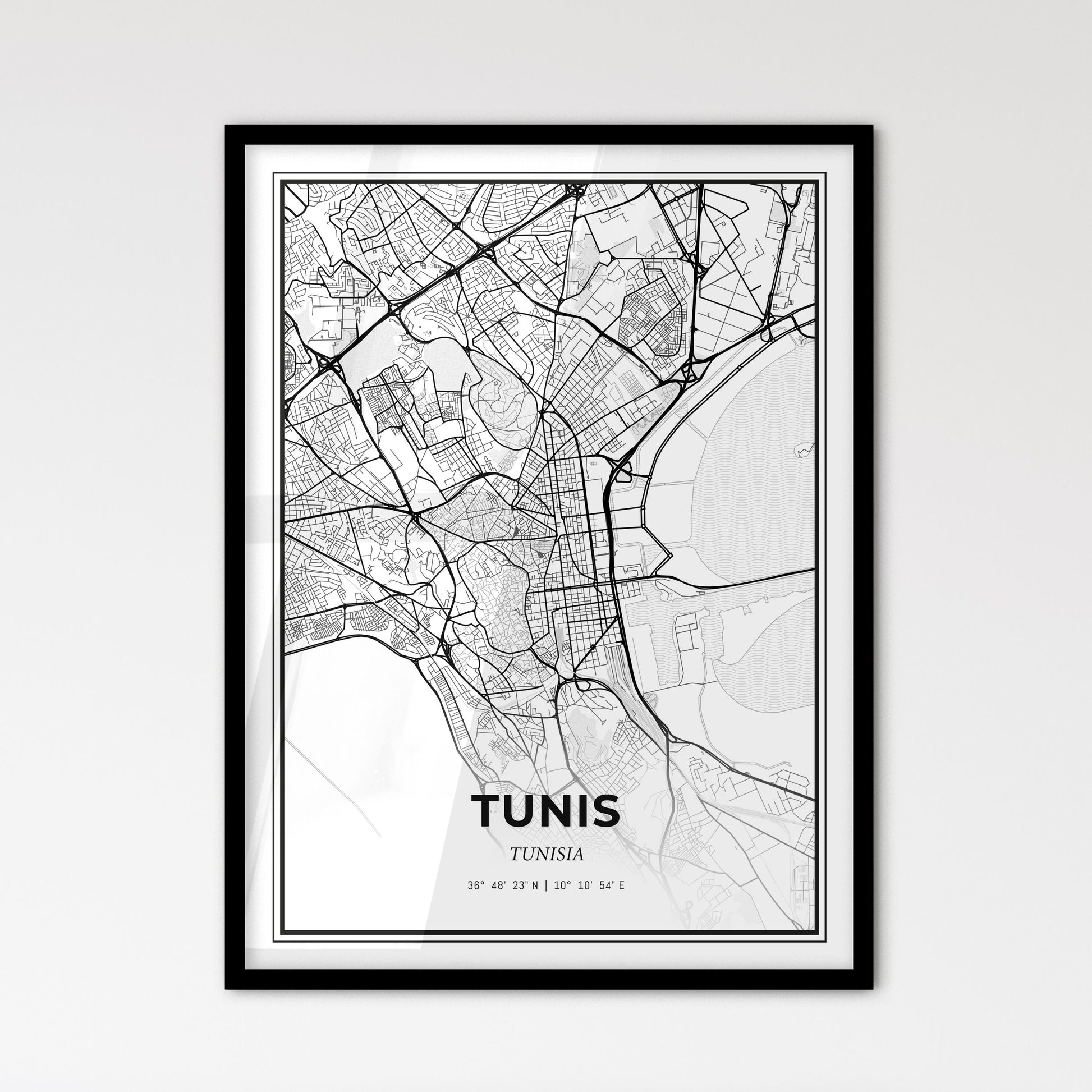 Tunis Tunisia - Scandinavian Style City Map for Modern Home Decor