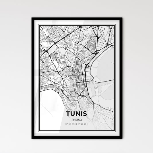 Tunis Tunisia - Scandinavian Style City Map for Modern Home Decor