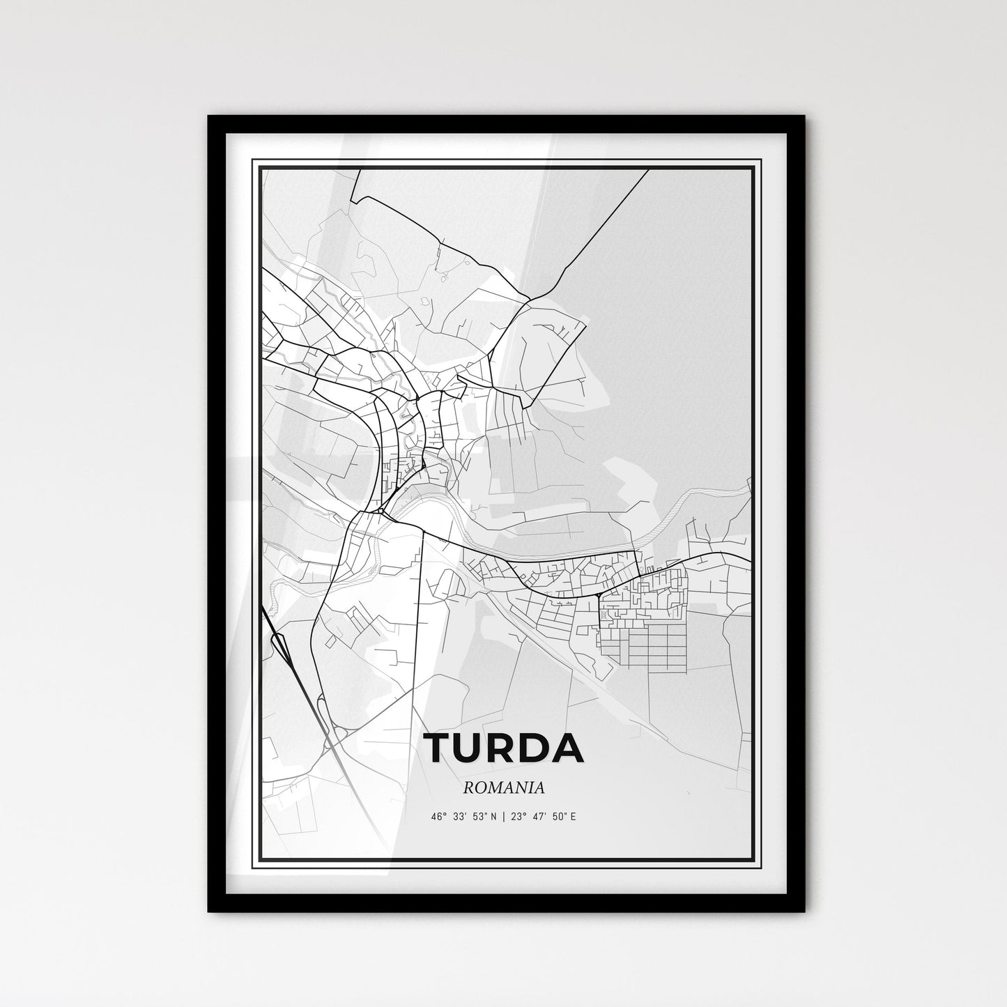 Turda Romania - Scandinavian Style City Map for Modern Home Decor