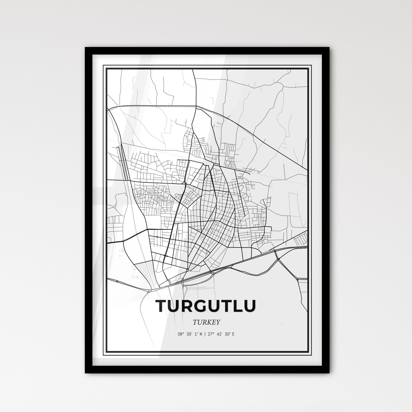 Turgutlu Turkey - Scandinavian Style City Map for Modern Home Decor