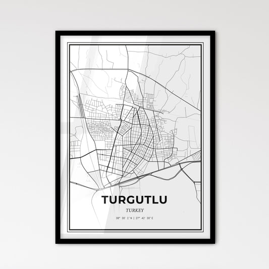 Turgutlu Turkey - Scandinavian Style City Map for Modern Home Decor