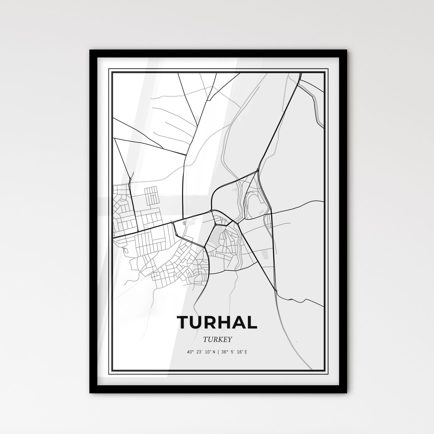 Turhal Turkey - Scandinavian Style City Map for Modern Home Decor