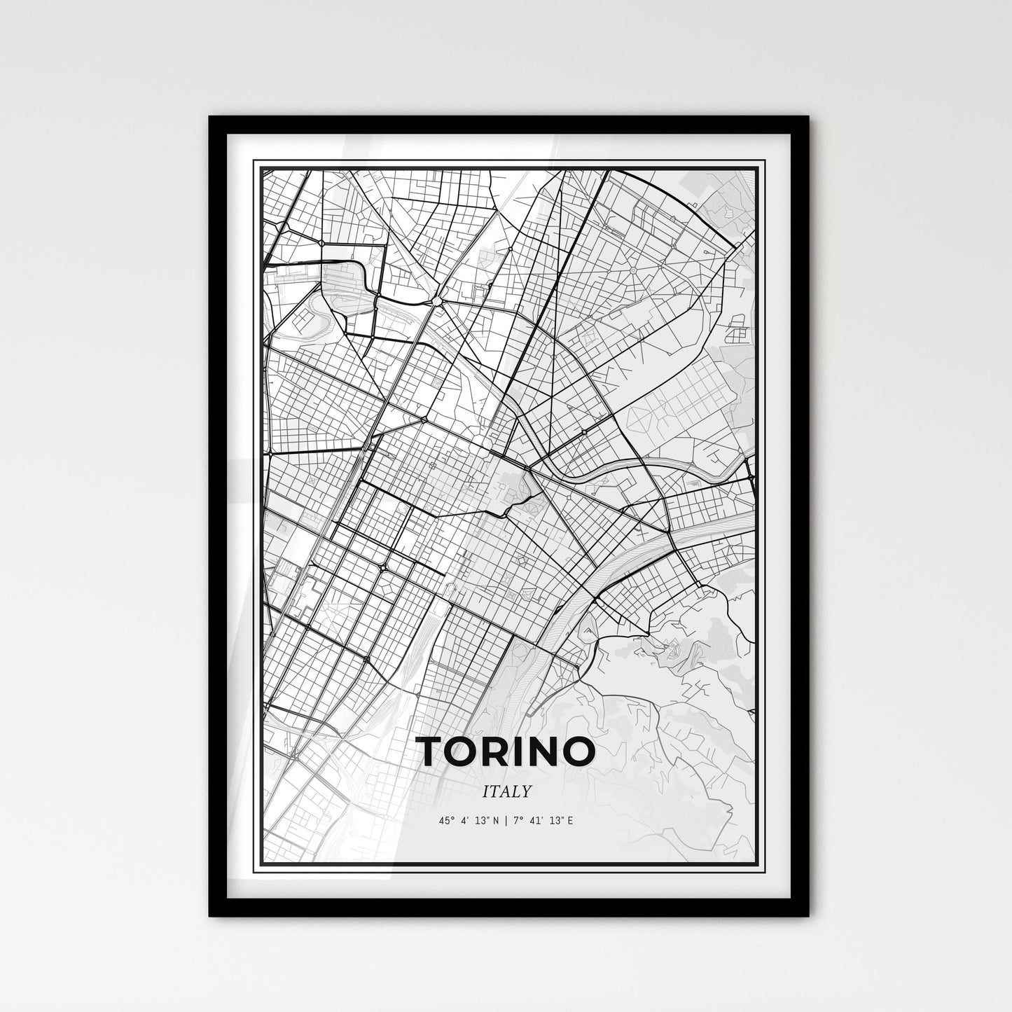 Turin Italy - Scandinavian Style City Map for Modern Home Decor