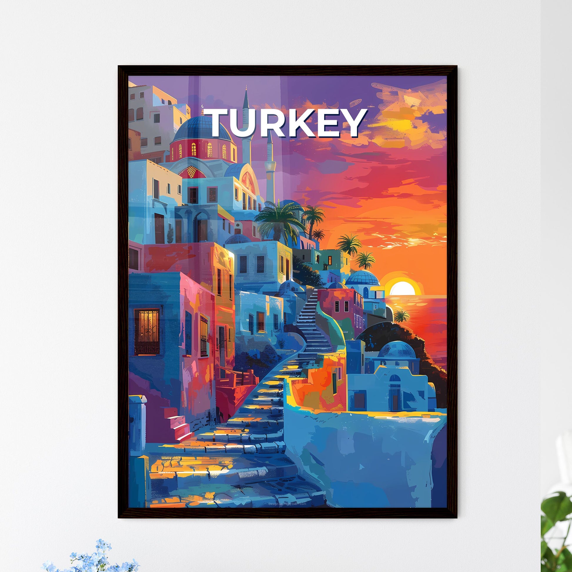 Abstract Painting Turkey Sunset Vibrant Colors Urban Landscape Fine Art