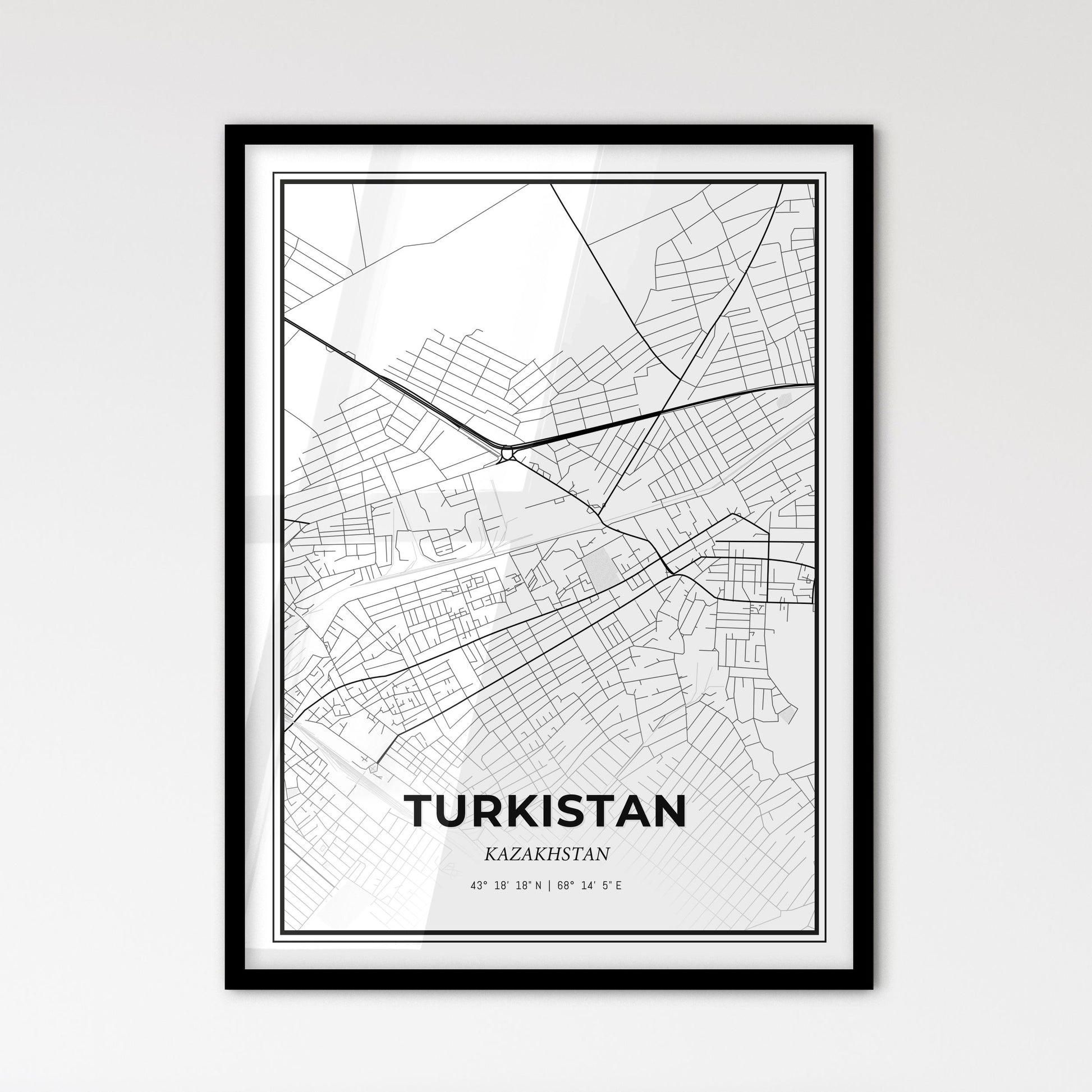 Turkistan Kazakhstan - Scandinavian Style City Map for Modern Home Decor