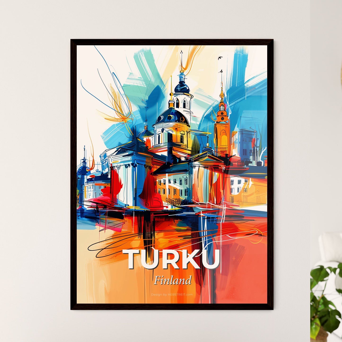 Vibrant Turku, Finland - A Painting Of A City