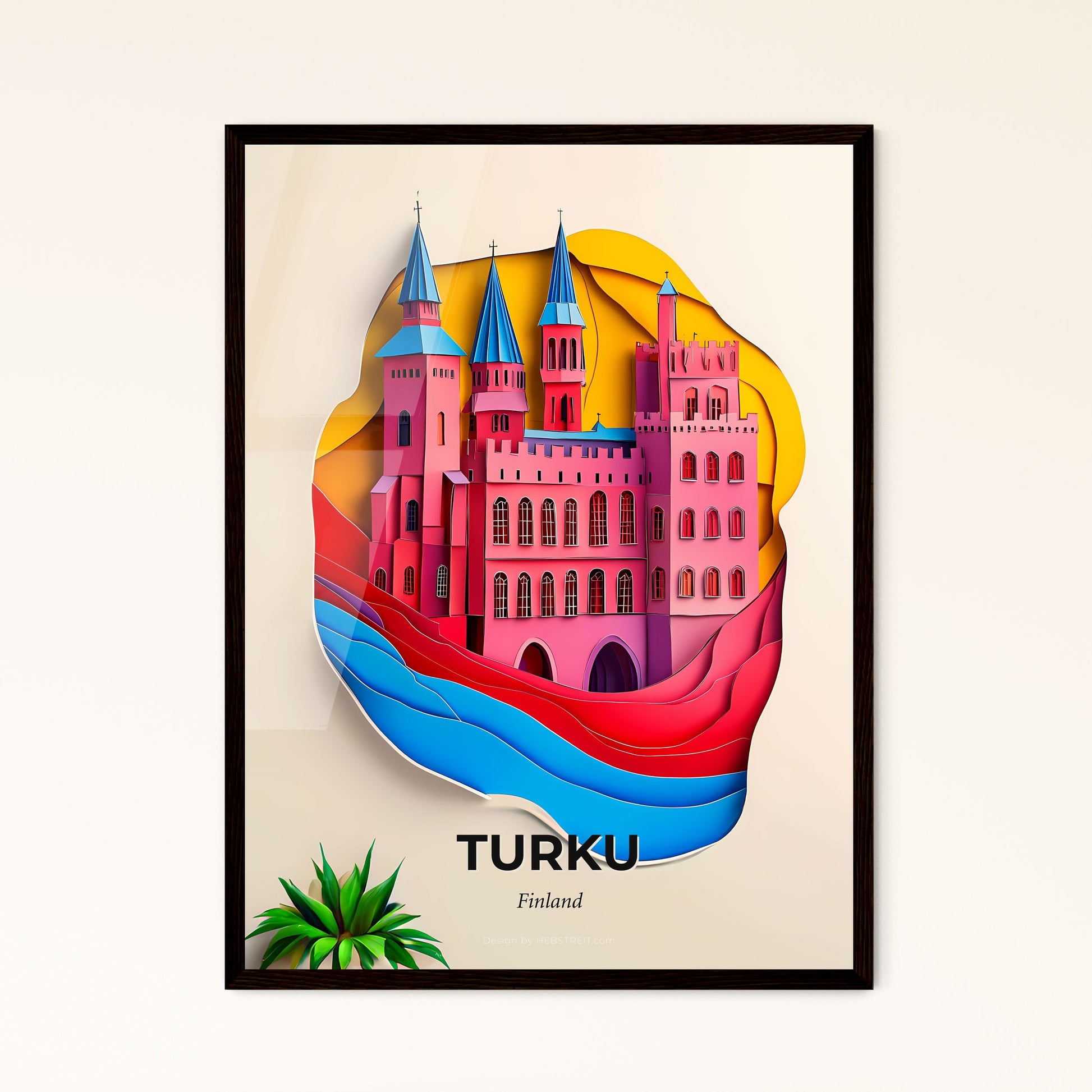 Vivid Turku, Finland - a paper cut of a castle with a river