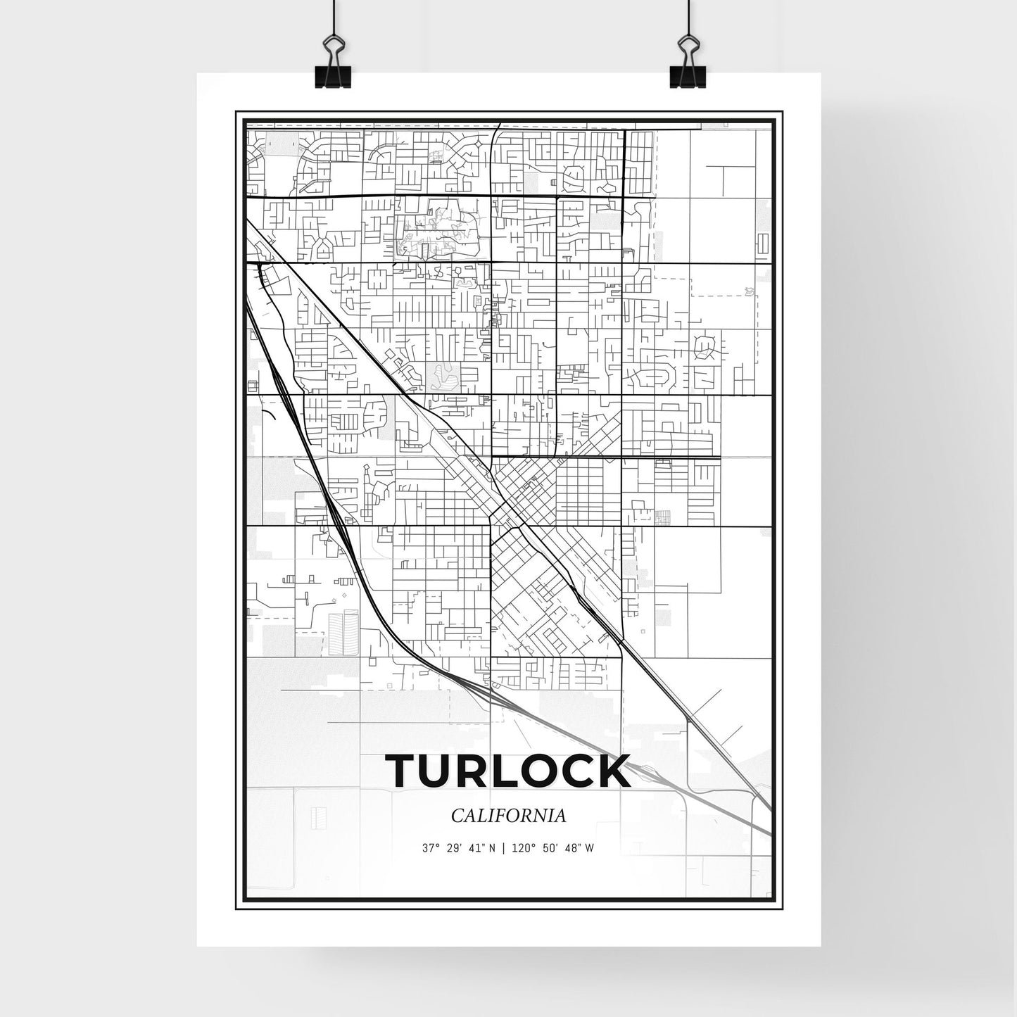 Turlock California - Premium City Map Poster