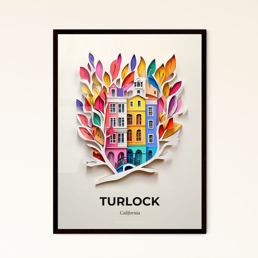 Vivid Turlock, California - a paper cut of a colorful building with a tree