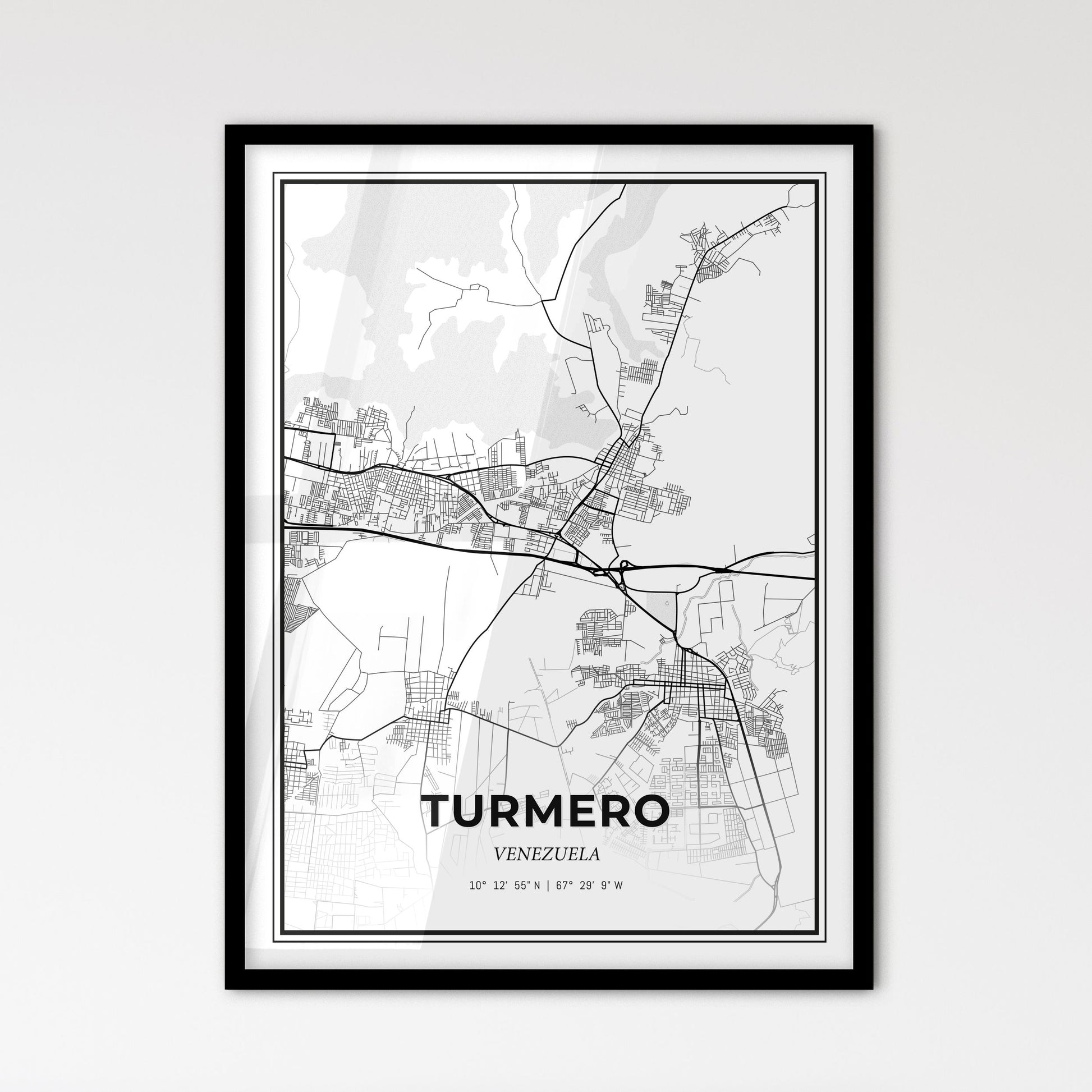 Turmero Venezuela - Scandinavian Style City Map for Modern Home Decor