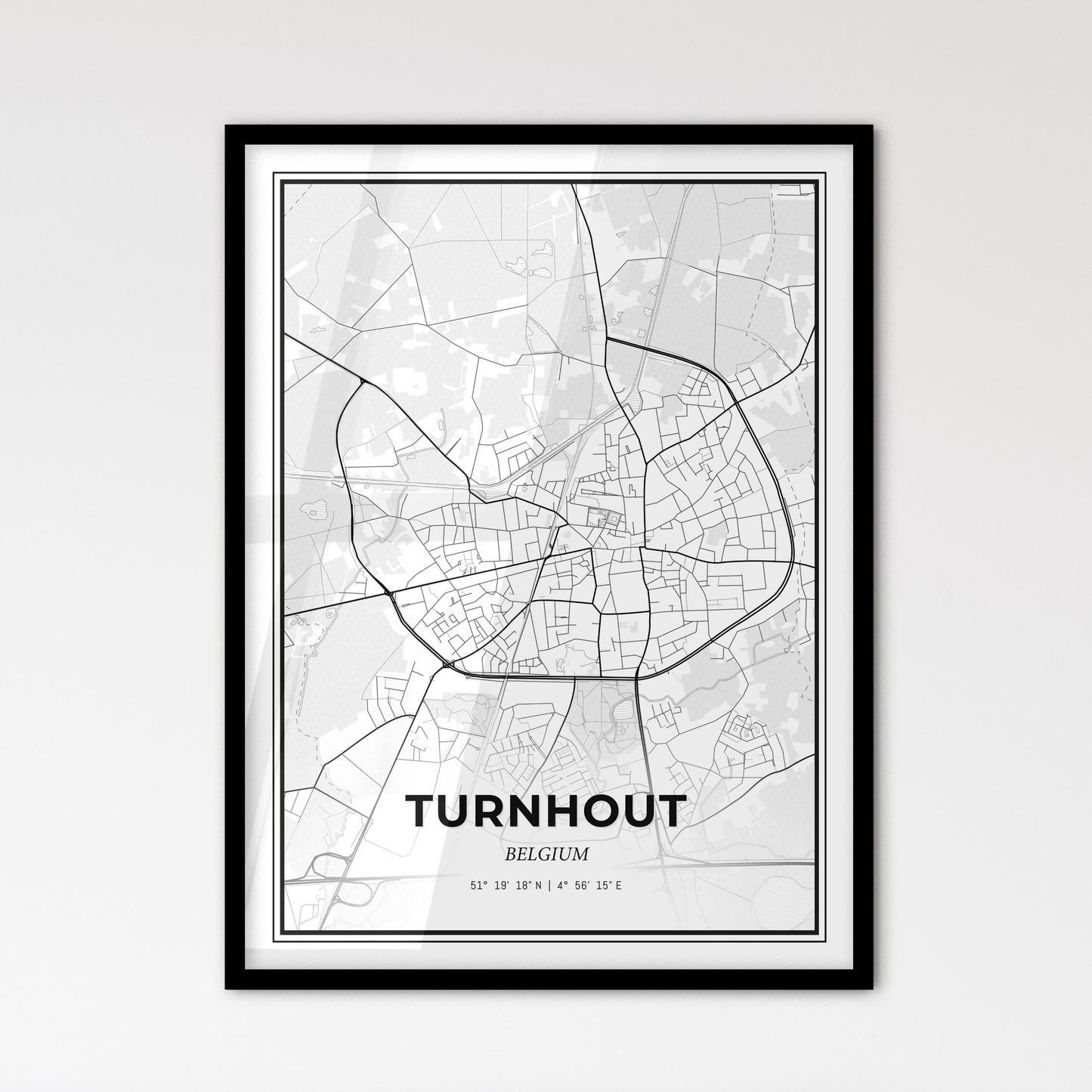 Turnhout Belgium - Scandinavian Style City Map for Modern Home Decor