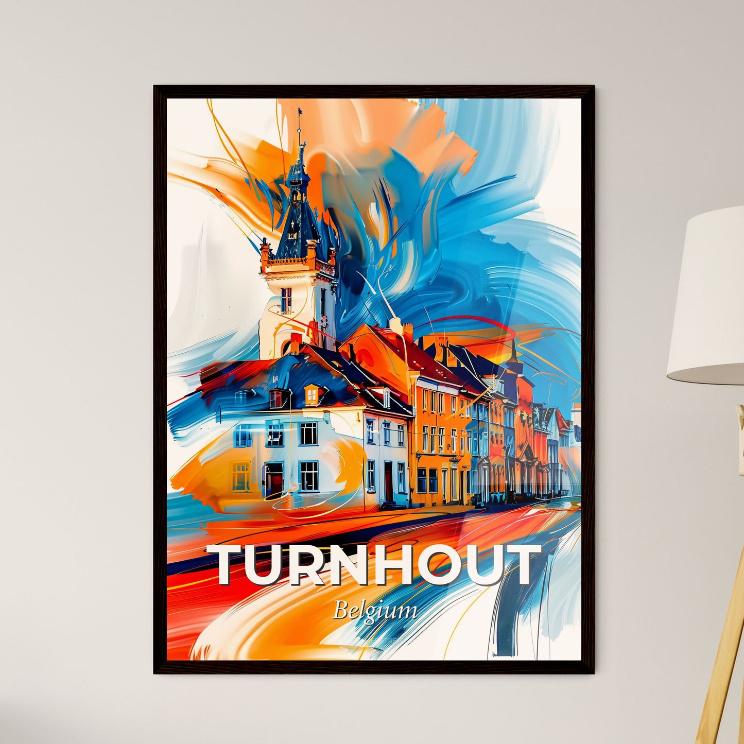 Vibrant Turnhout, Belgium - A Colorful Painting Of Buildings