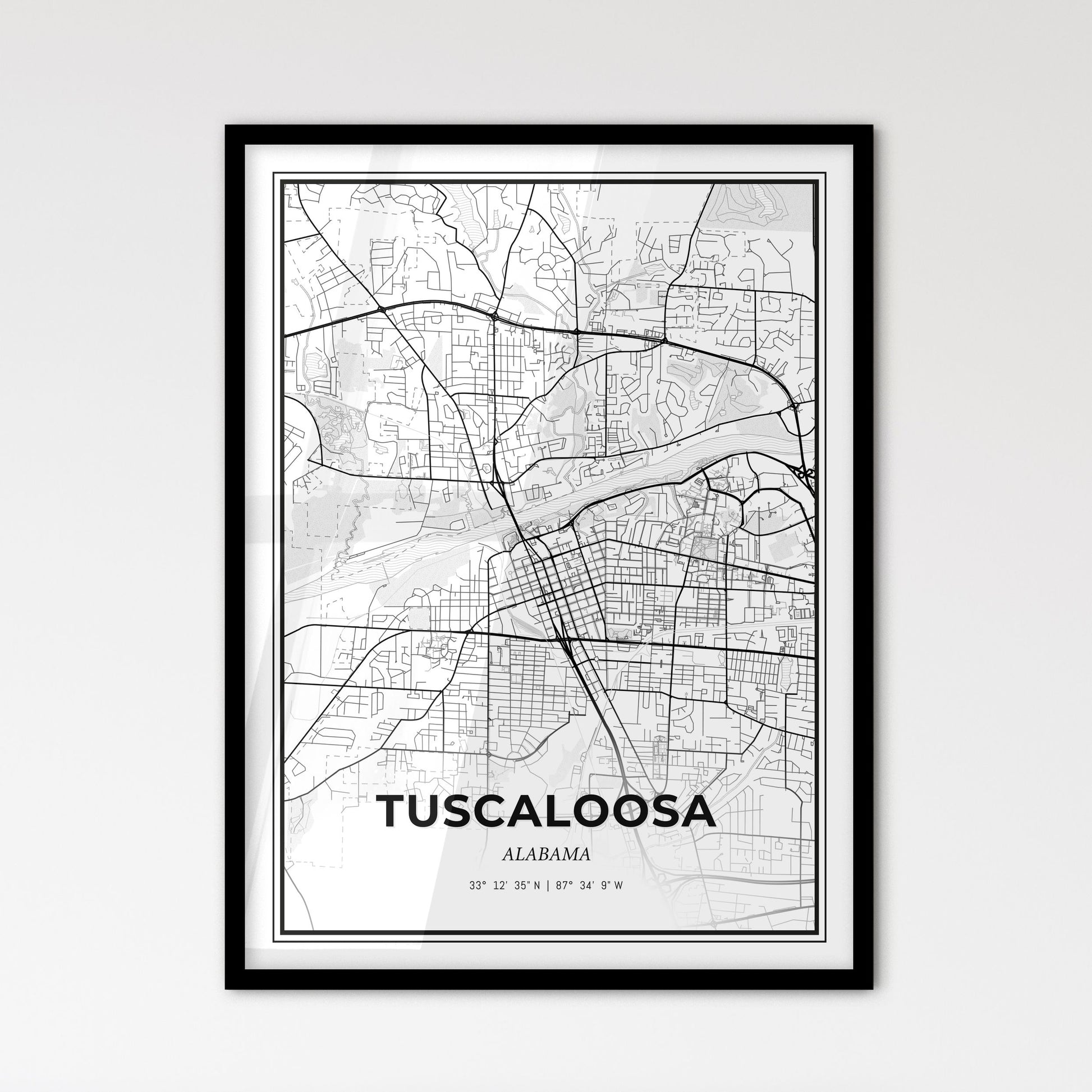 Tuscaloosa Alabama - Scandinavian Style City Map for Modern Home Decor