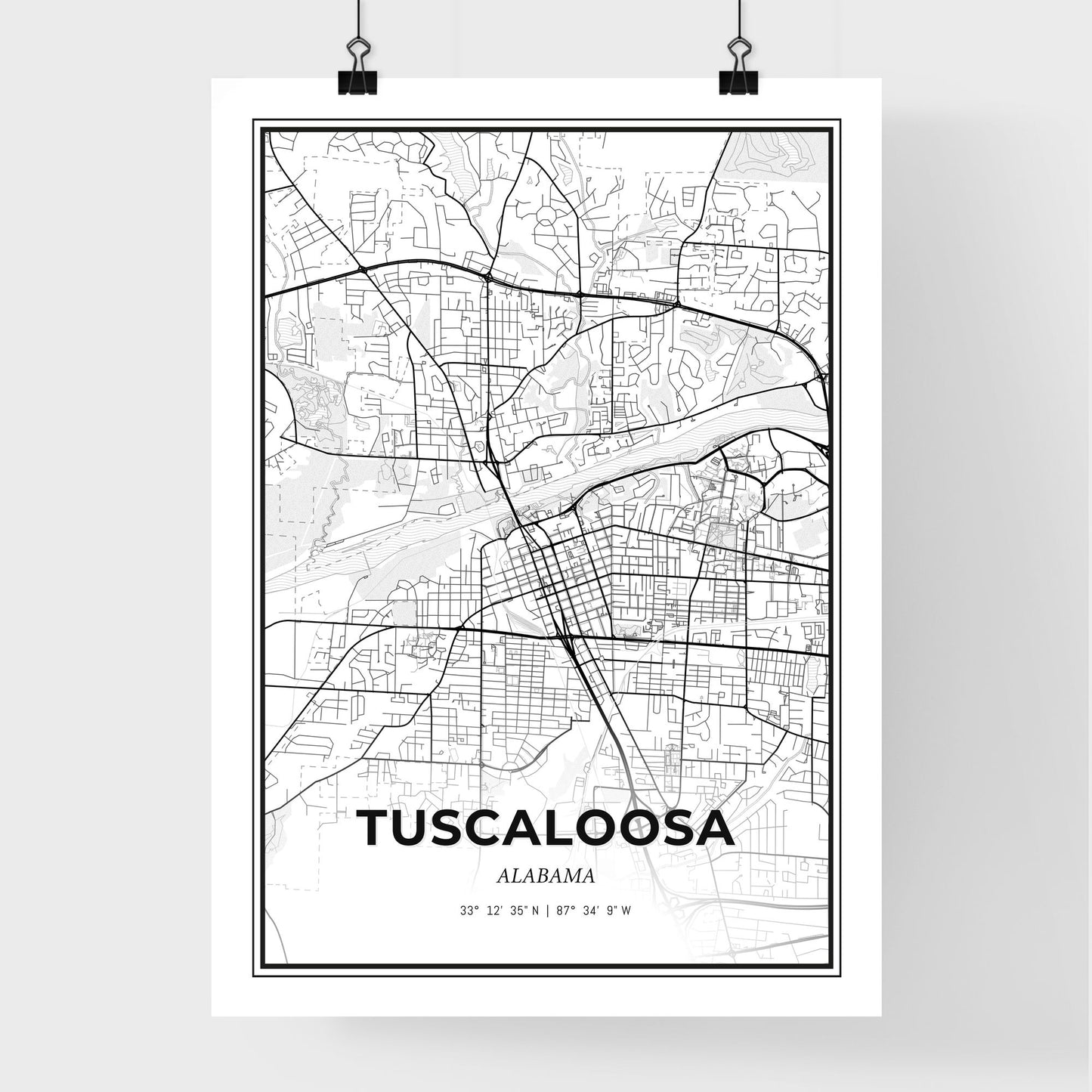 Tuscaloosa Alabama - Premium City Map Poster