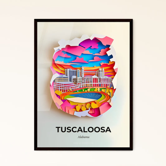 Vivid Tuscaloosa, Alabama - a paper cut of a city with a river