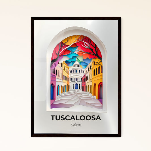 Vivid Tuscaloosa, Alabama - a painting of a city street with a clock tower