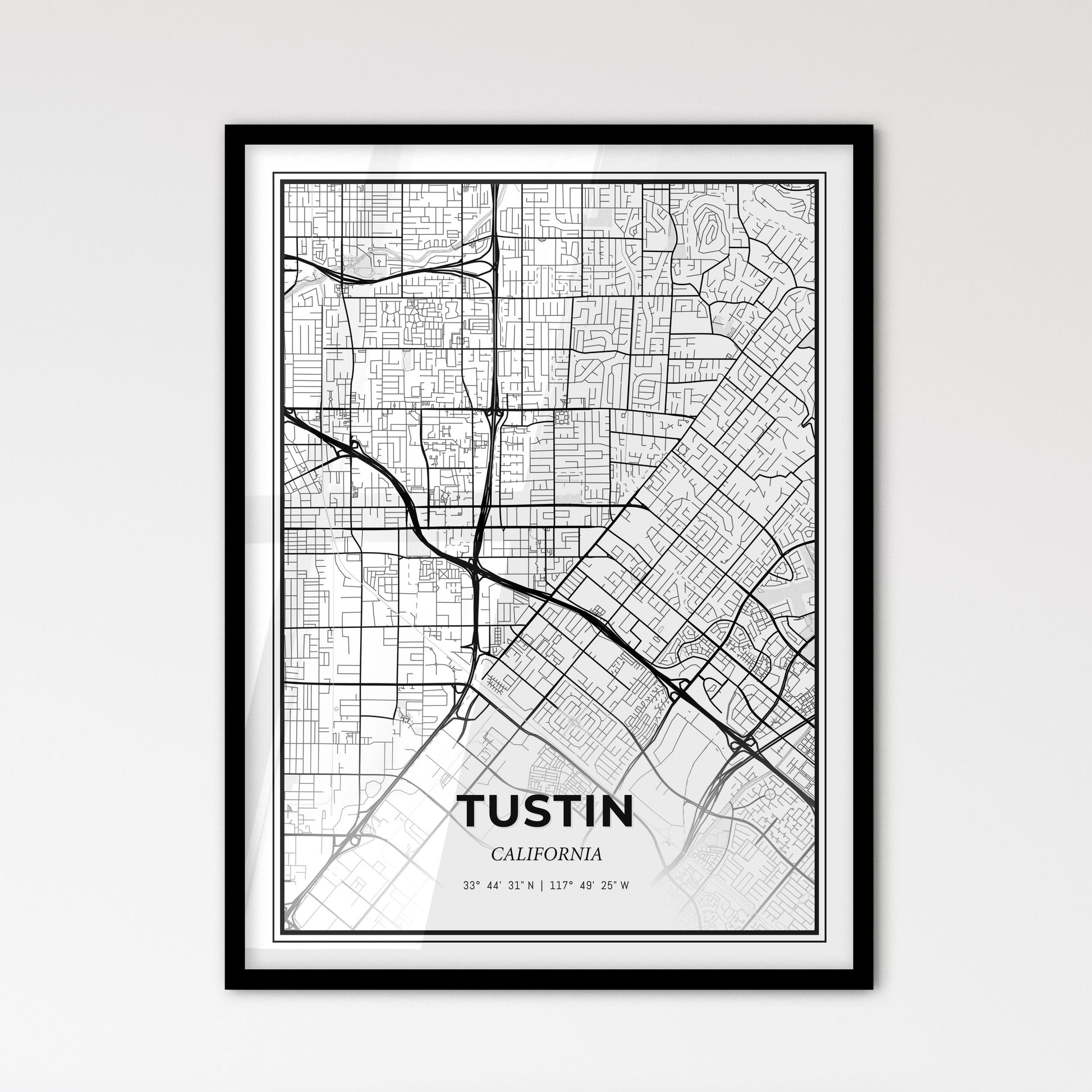 Tustin California - Scandinavian Style City Map for Modern Home Decor