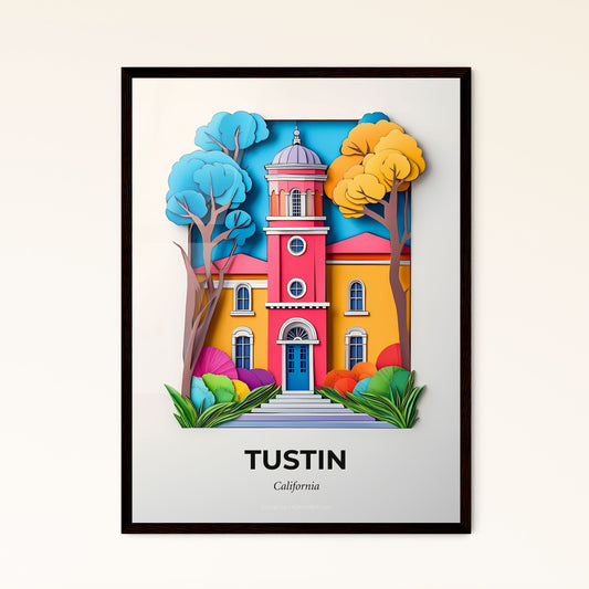 Vivid Tustin, California - a paper cut of a building with a clock tower