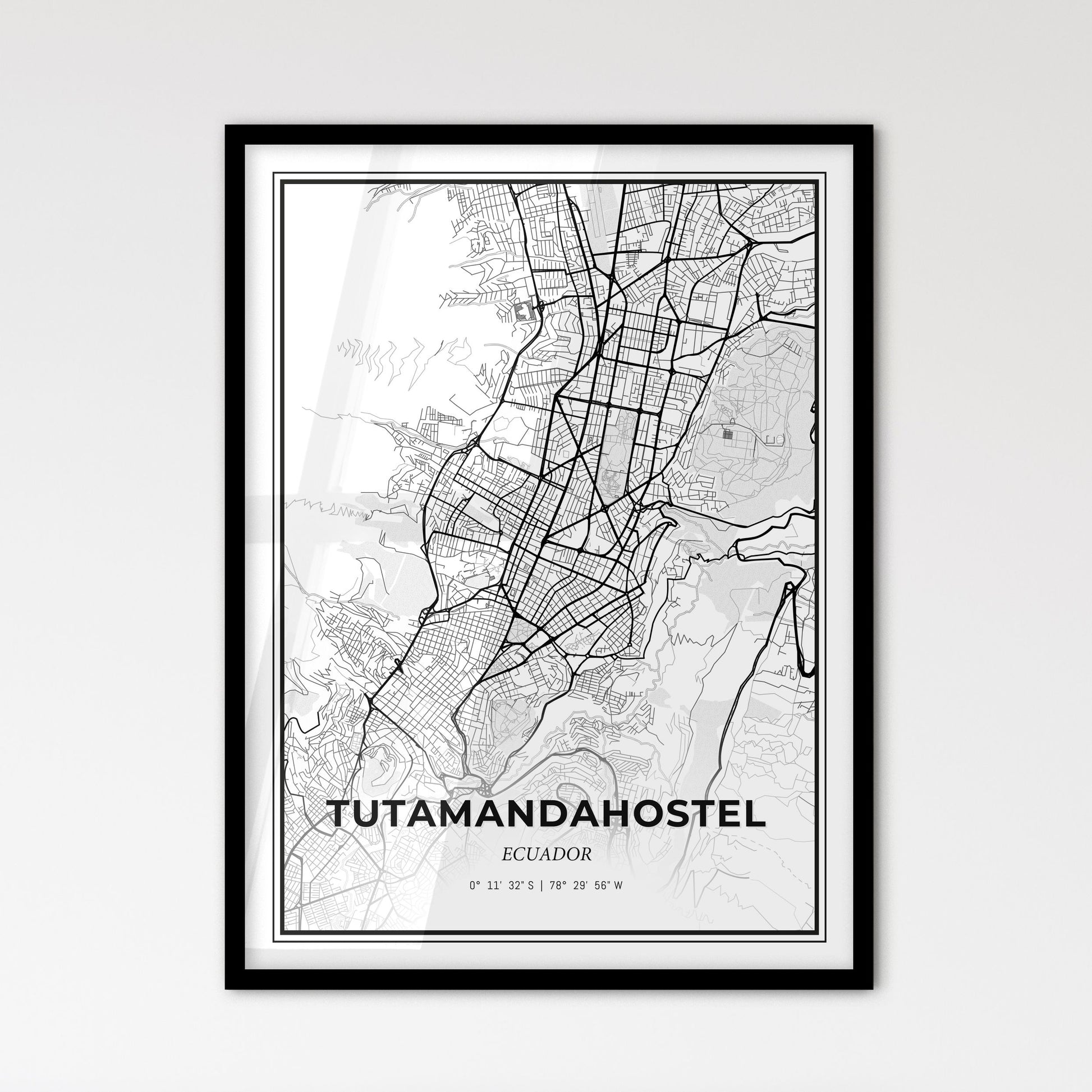 Tutamandahostel Ecuador - Scandinavian Style City Map for Modern Home Decor