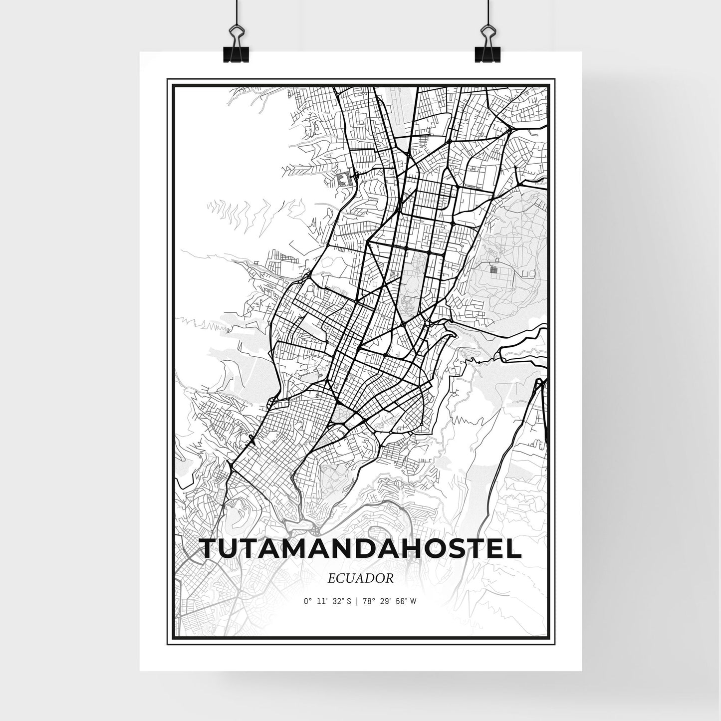 Tutamandahostel Ecuador - Premium City Map Poster