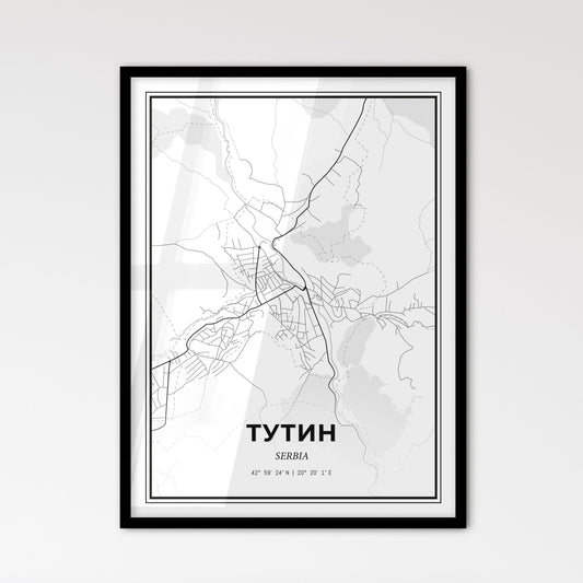 Tutin Serbia - Scandinavian Style City Map for Modern Home Decor