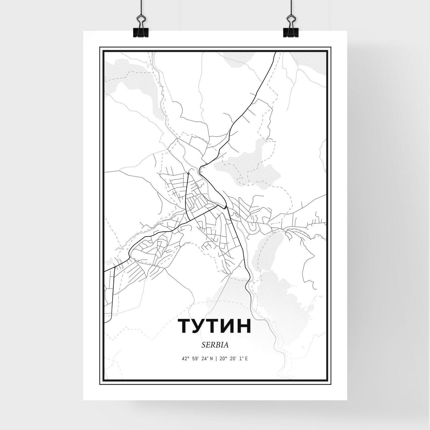 Tutin Serbia - Premium City Map Poster