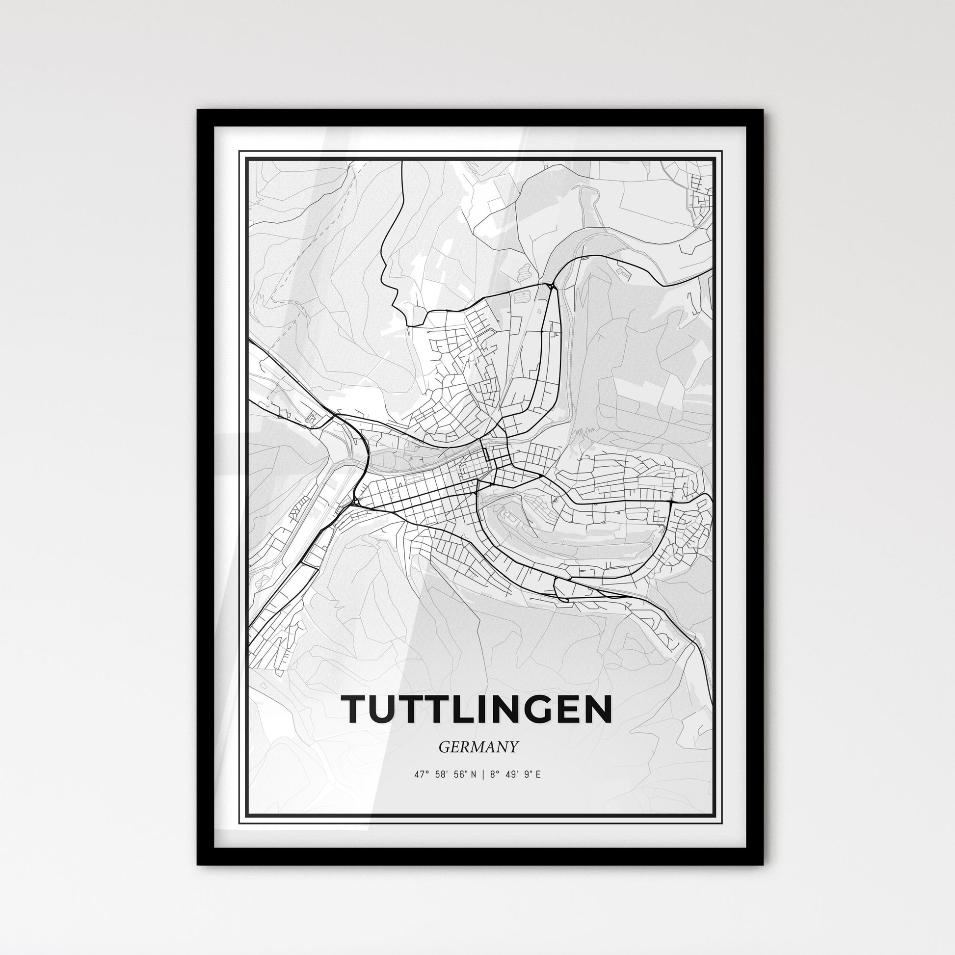 Tuttlingen Germany - Scandinavian Style City Map for Modern Home Decor