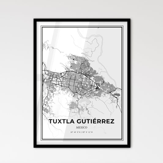 Tuxtla Gutiérrez Mexico - Scandinavian Style City Map for Modern Home Decor